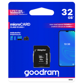 Karta pamięci micro sd GOODRAM 32GB z adapterem UHS I CLASS 10 100MB/s GoodRam