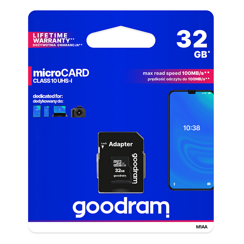 Karta pamięci micro sd GOODRAM 32GB z adapterem UHS I CLASS 10 100MB/s GoodRam