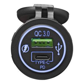 Ładowarka samochodowa gniazdo szybka USB typ A + C podwójna12/24 V 3 A Model 2