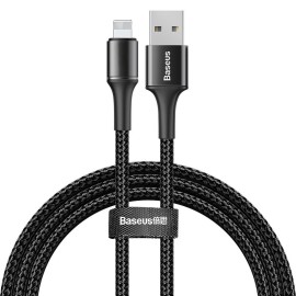 Kabel nylonowy USB Lightning  2.4A 1m czarny Baseus